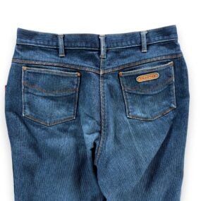 Vintage Braxton Jeans Mens 34x29 Blue Corduroy Denim Stretch Faded Whisker 90s