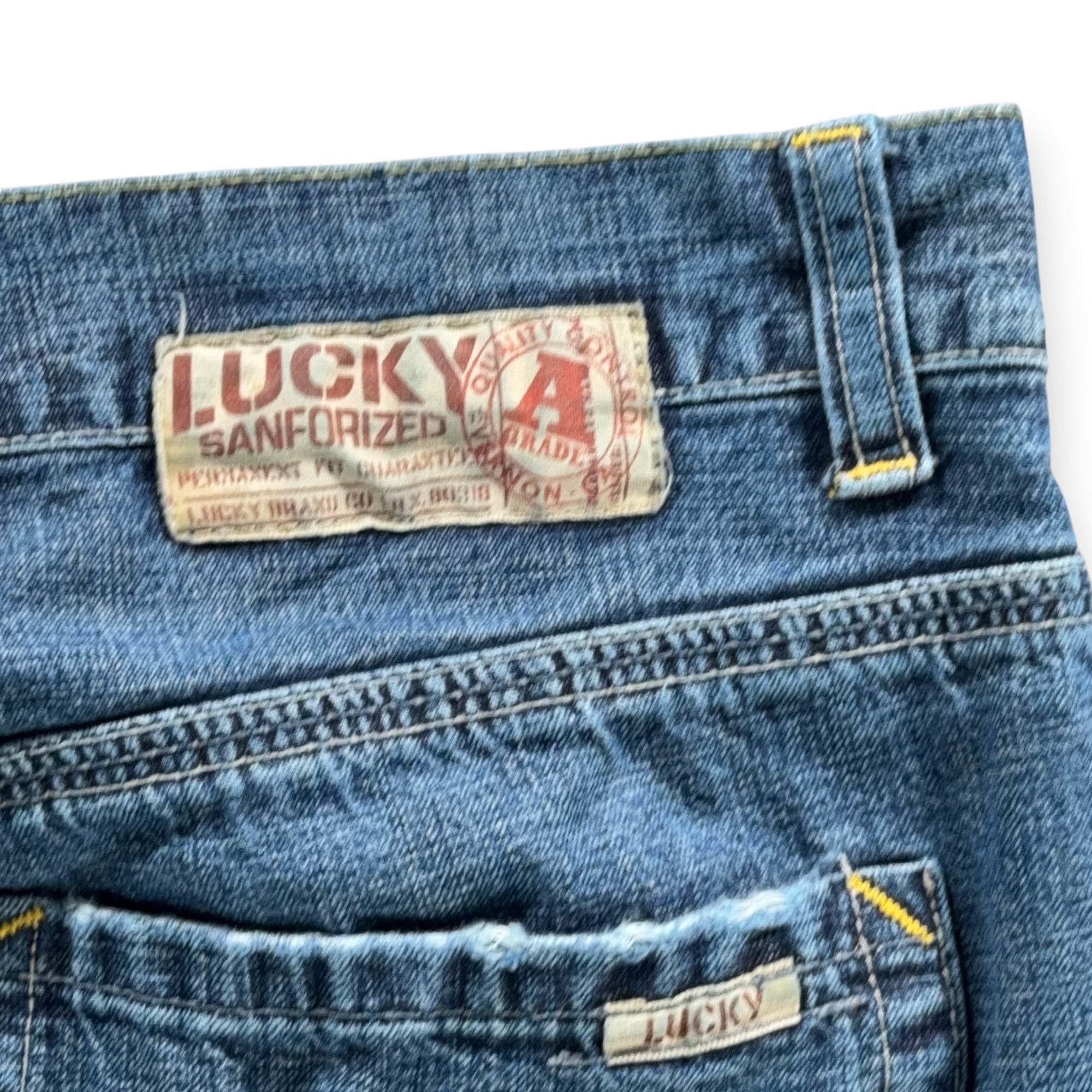 Vintage Lucky Brand Jeans Mens 34x32 Blue Carpenter Dungarees Cotton Denim 90s-10 Vintage Lucky Brand Jeans Mens 34x32 Blue Carpenter Dungarees Cotton Denim 90s