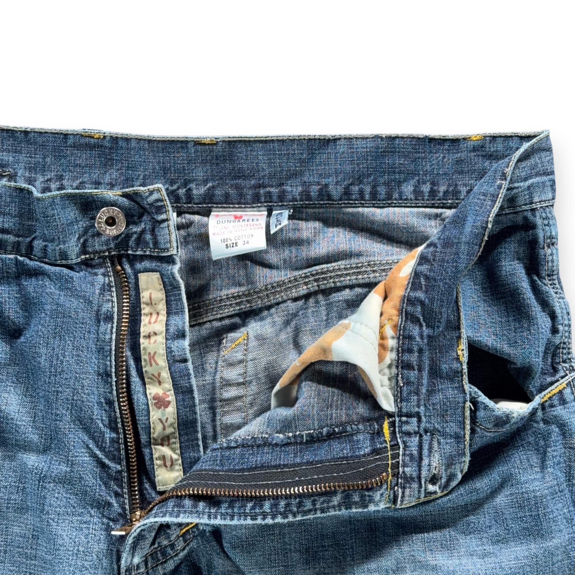 Vintage Lucky Brand Jeans Mens 34x32 Blue Carpenter Dungarees Cotton Denim 90s-4 Vintage Lucky Brand Jeans Mens 34x32 Blue Carpenter Dungarees Cotton Denim 90s