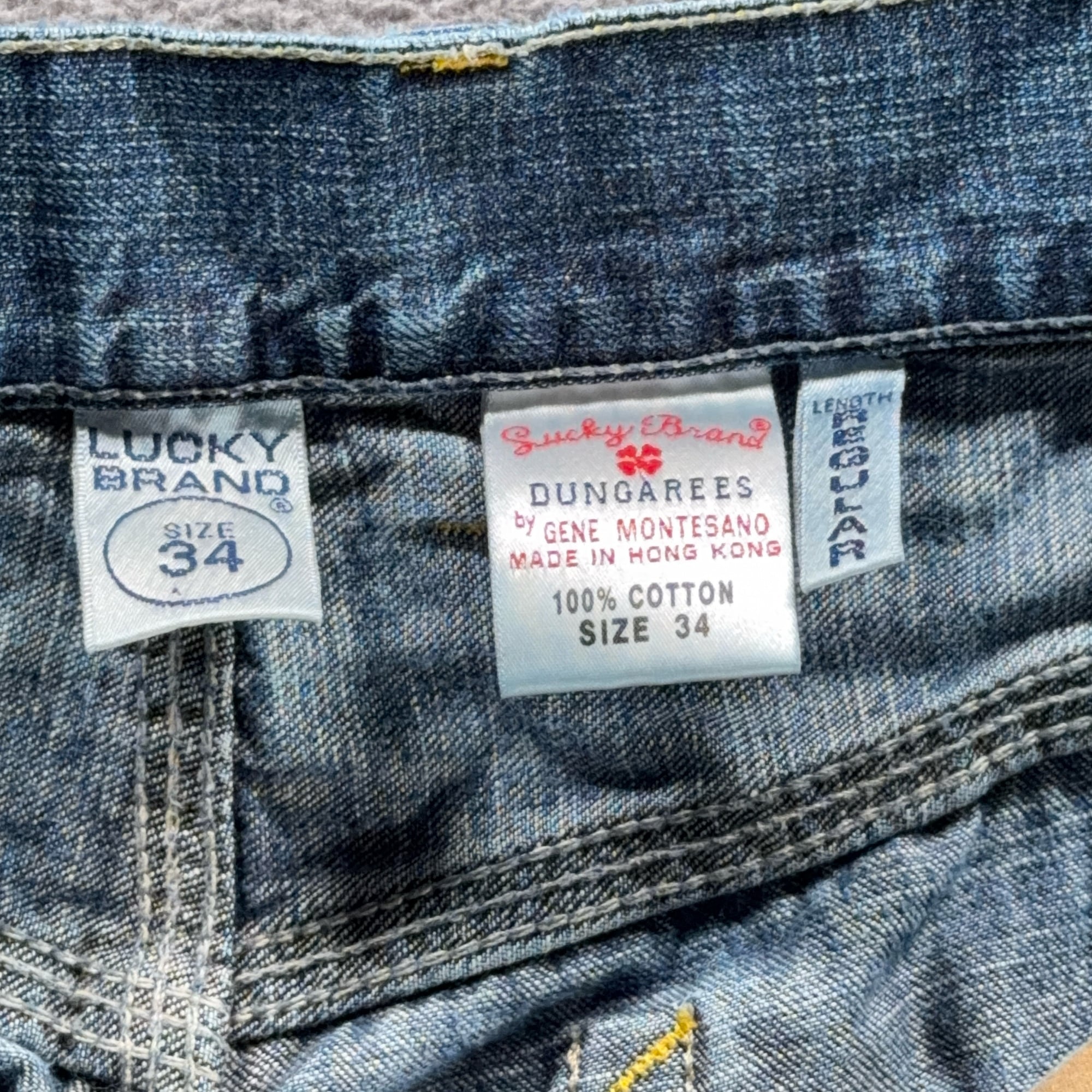 Vintage Lucky Brand Jeans Mens 34x32 Blue Carpenter Dungarees Cotton Denim 90s-6 Vintage Lucky Brand Jeans Mens 34x32 Blue Carpenter Dungarees Cotton Denim 90s