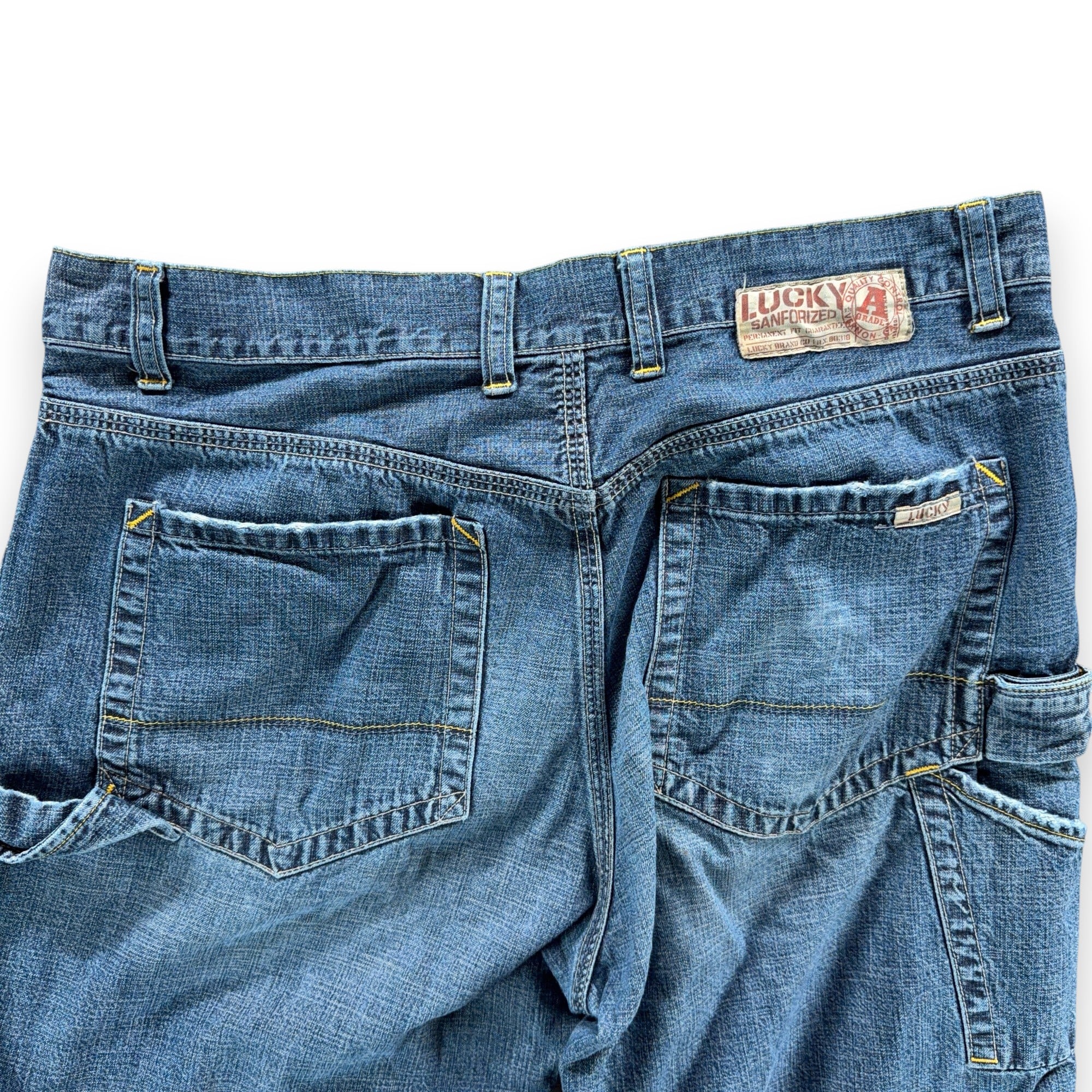 Vintage Lucky Brand Jeans Mens 34x32 Blue Carpenter Dungarees Cotton Denim 90s-9 Vintage Lucky Brand Jeans Mens 34x32 Blue Carpenter Dungarees Cotton Denim 90s