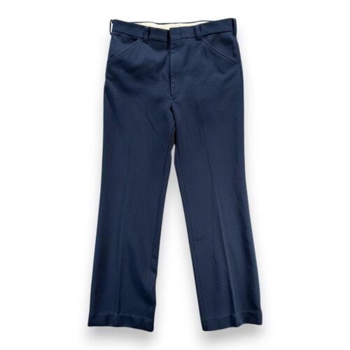 Vintage Pants Mens 32x30 Blue YKK Zipper Talon Hardware Textured Leisure 70s