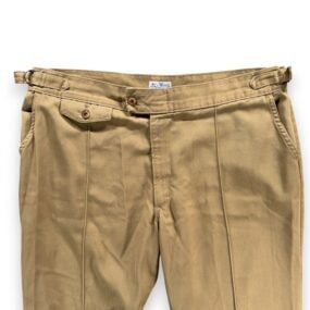 Vintage HIS Pants Mens 42x30 Brown Khaki Cotton Twill Flared Safari Creased 70s