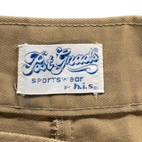 Vintage HIS Pants Mens 42x30 Brown Khaki Cotton Twill Flared Safari Creased 70s