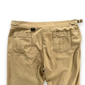 Vintage HIS Pants Mens 42x30 Brown Khaki Cotton Twill Flared Safari Creased 70s