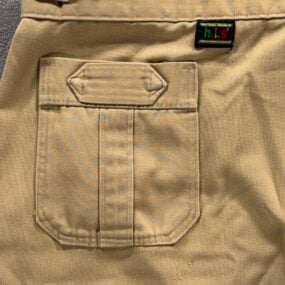 Vintage HIS Pants Mens 42x30 Brown Khaki Cotton Twill Flared Safari Creased 70s