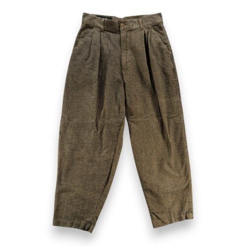 Vintage Zeppelin Pants Mens 31x28 Brown Pleated Geometric Cotton 32x34 Tag 90s