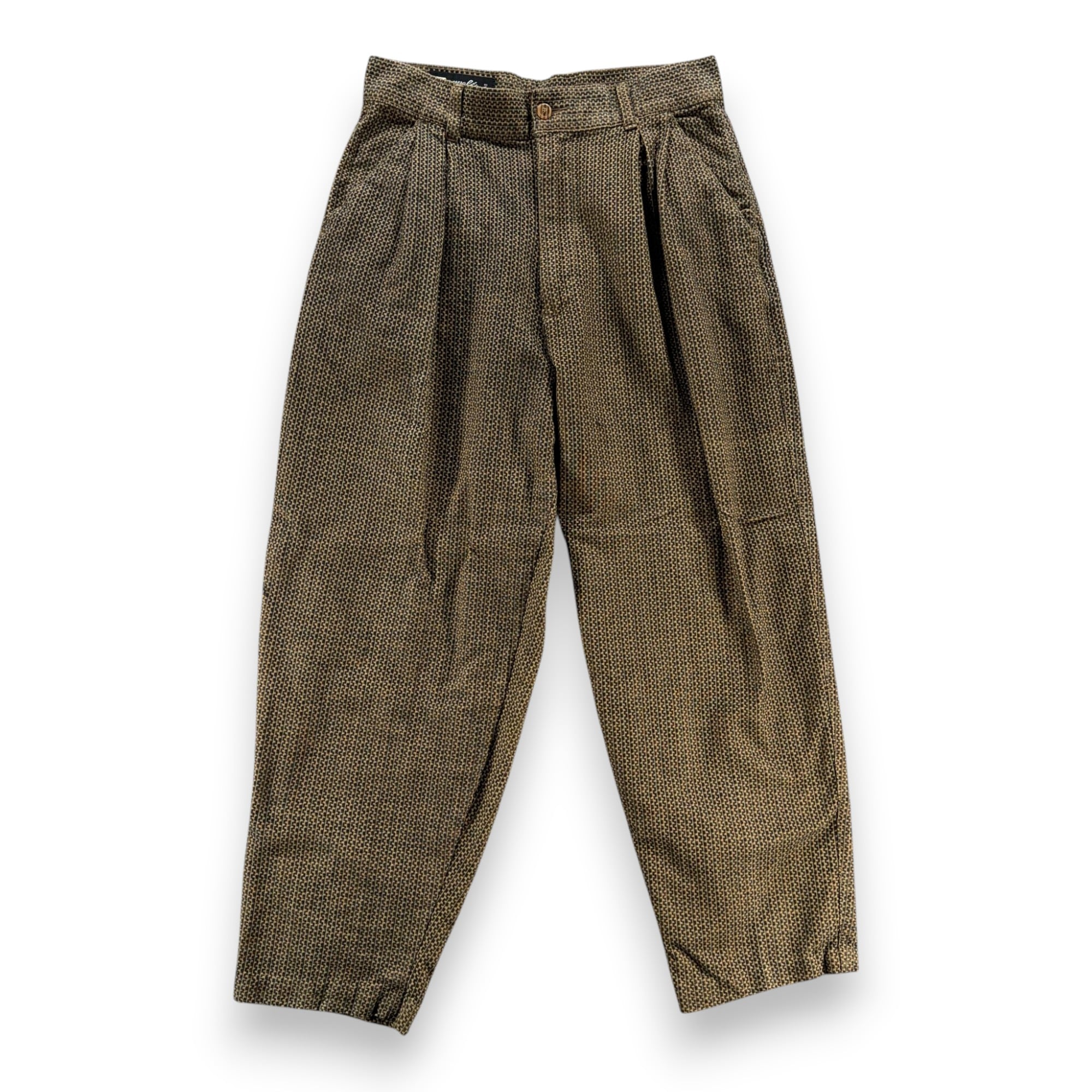 Vintage Zeppelin Pants Mens 31x28 Brown Pleated Geometric Cotton 32x34 Tag 90s-1 Vintage Zeppelin Pants Mens 31x28 Brown Pleated Geometric Cotton 32x34 Tag 90s