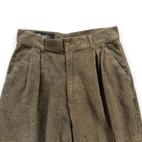 Vintage Zeppelin Pants Mens 31x28 Brown Pleated Geometric Cotton 32x34 Tag 90s