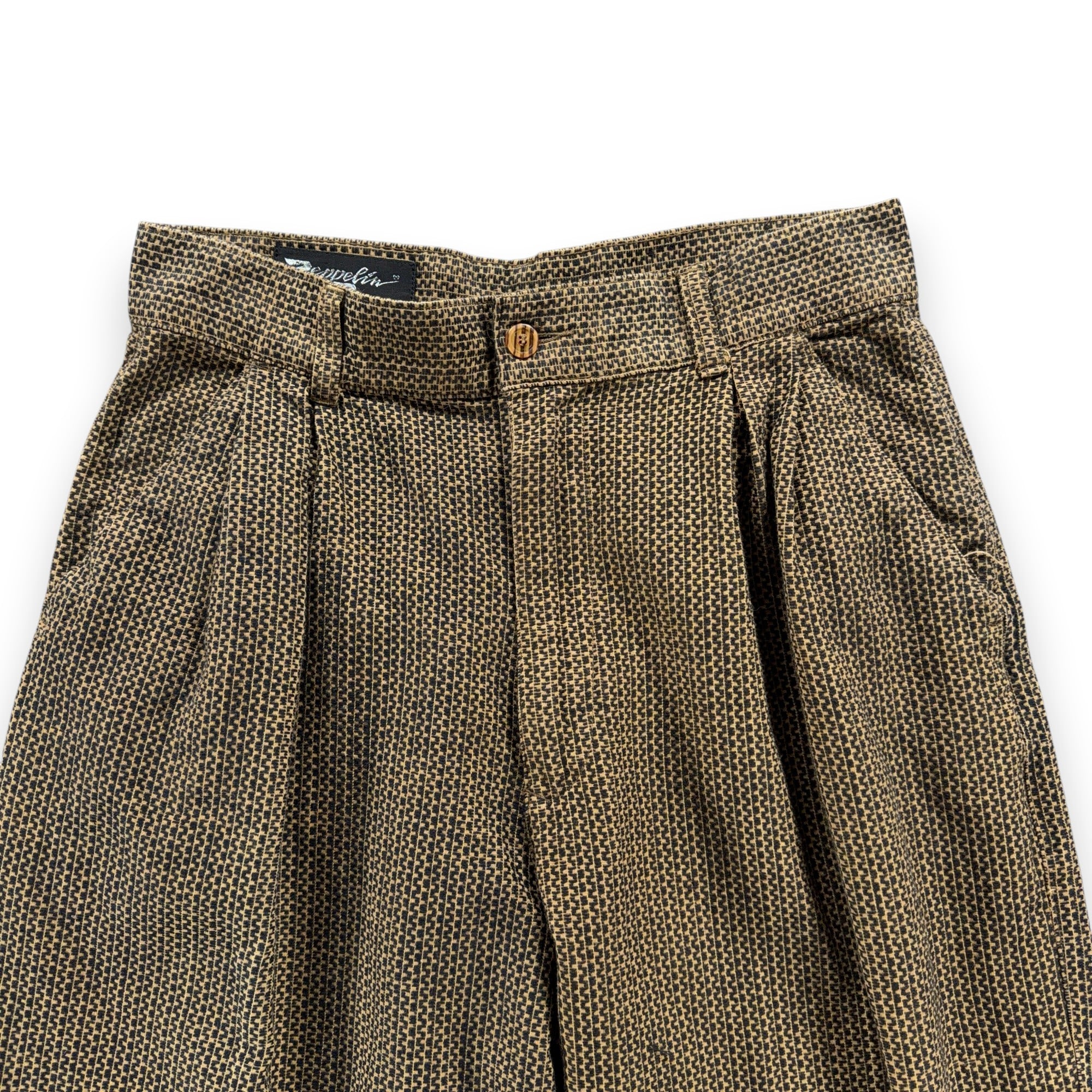Vintage Zeppelin Pants Mens 31x28 Brown Pleated Geometric Cotton 32x34 Tag 90s-3 Vintage Zeppelin Pants Mens 31x28 Brown Pleated Geometric Cotton 32x34 Tag 90s