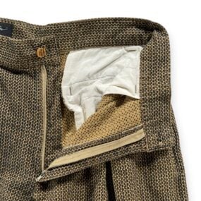 Vintage Zeppelin Pants Mens 31x28 Brown Pleated Geometric Cotton 32x34 Tag 90s