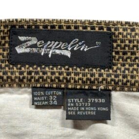Vintage Zeppelin Pants Mens 31x28 Brown Pleated Geometric Cotton 32x34 Tag 90s