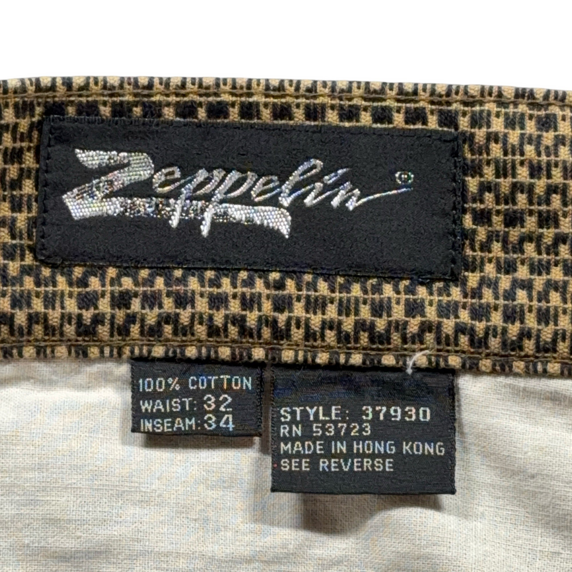 Vintage Zeppelin Pants Mens 31x28 Brown Pleated Geometric Cotton 32x34 Tag 90s-8 Vintage Zeppelin Pants Mens 31x28 Brown Pleated Geometric Cotton 32x34 Tag 90s