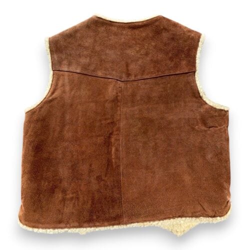 Vintage Leather Vest Adult LARGE Brown Suede Sherpa Western David Michael 70s-2 Vintage Leather Vest Adult LARGE Brown Suede Sherpa Western David Michael 70s