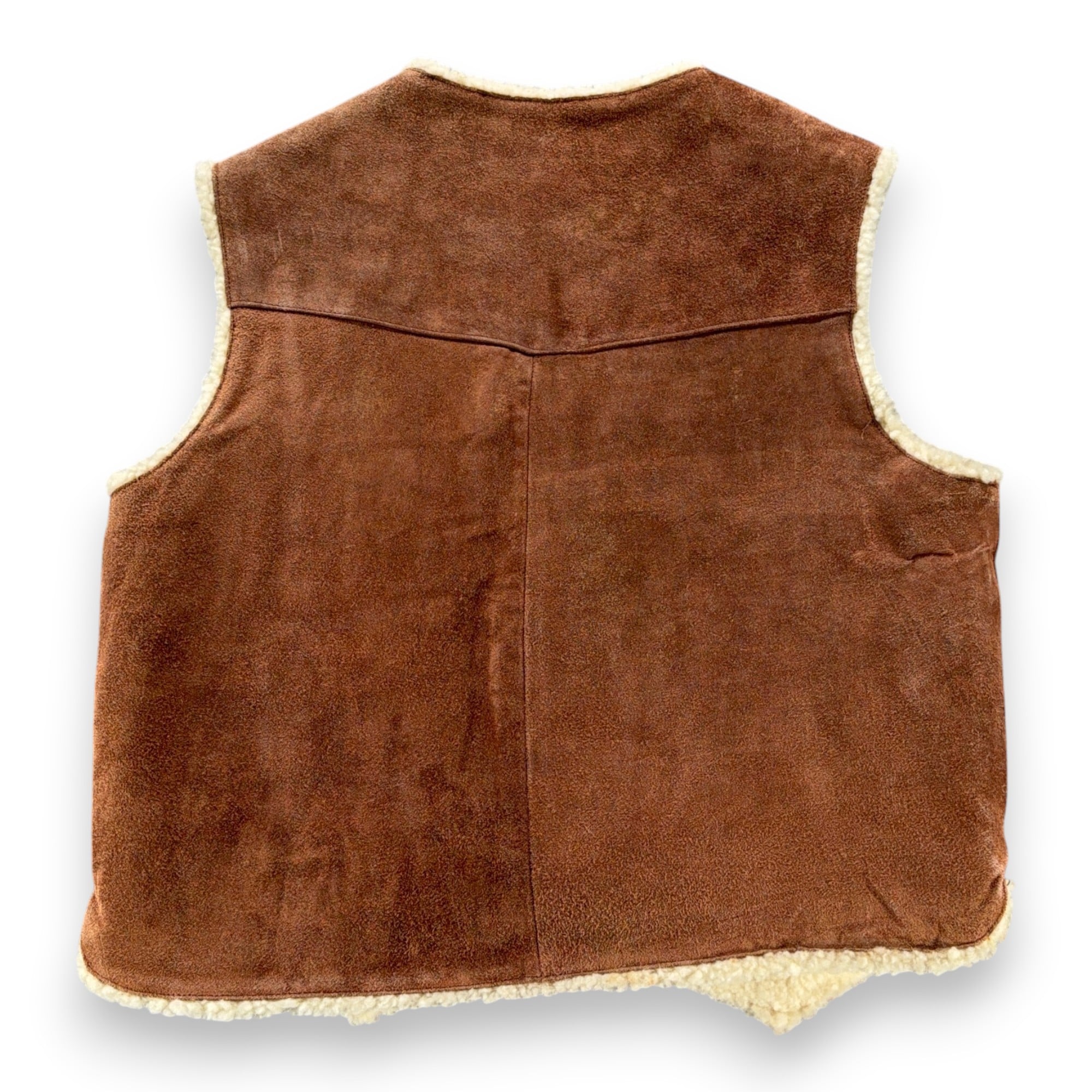 Vintage Leather Vest Adult LARGE Brown Suede Sherpa Western David Michael 70s-2 Vintage Leather Vest Adult LARGE Brown Suede Sherpa Western David Michael 70s