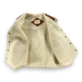 Vintage Leather Vest Adult LARGE Brown Suede Sherpa Western David Michael 70s