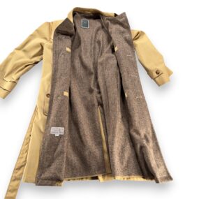 Vintage Christian Dior Trench Coat Adult LARGE 40R Brown Belted Wool Lined 80s