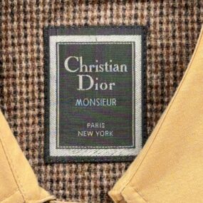 Vintage Christian Dior Trench Coat Adult LARGE 40R Brown Belted Wool Lined 80s
