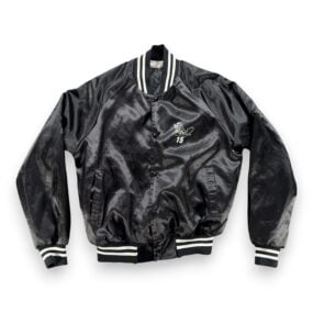 Vintage Lynch Racing Jacket Adult MEDIUM Black Satin Bomber Nylon USA 80s