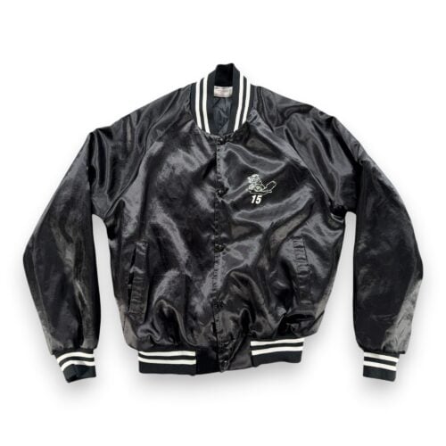 Vintage Lynch Racing Jacket Adult MEDIUM Black Satin Bomber Nylon USA 80s-2 Vintage Lynch Racing Jacket Adult MEDIUM Black Satin Bomber Nylon USA 80s