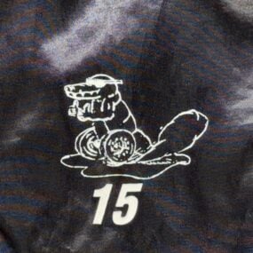 Vintage Lynch Racing Jacket Adult MEDIUM Black Satin Bomber Nylon USA 80s