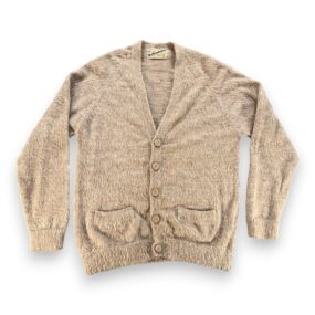 Vintage Alpaca Wool Sweater Adult MEDIUM Brown Knit Cardigan Furry Cobain 60s