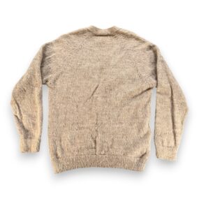 Vintage Alpaca Wool Sweater Adult MEDIUM Brown Knit Cardigan Furry Cobain 60s