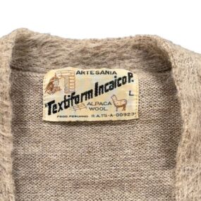 Vintage Alpaca Wool Sweater Adult MEDIUM Brown Knit Cardigan Furry Cobain 60s