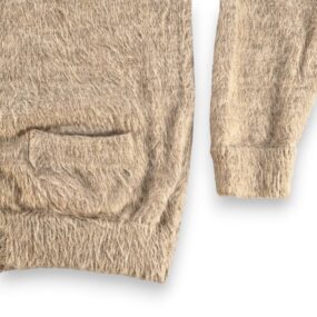 Vintage Alpaca Wool Sweater Adult MEDIUM Brown Knit Cardigan Furry Cobain 60s