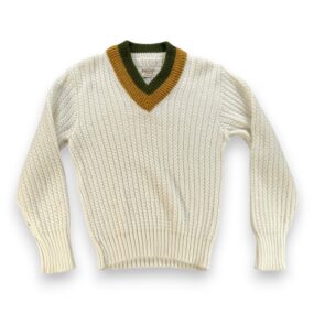 Vintage Campus Sweater Adult SMALL White Orlon Acrylic Cable Knit Tennis USA 60s