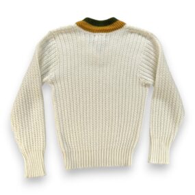 Vintage Campus Sweater Adult SMALL White Orlon Acrylic Cable Knit Tennis USA 60s