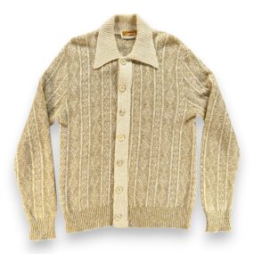Vintage Jantzen Sweater Adult MEDIUM Brown Cream Collared Cardigan Knit USA 70s