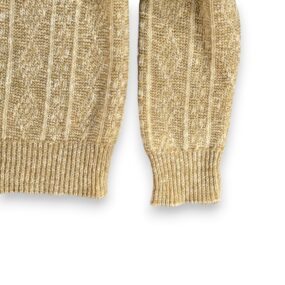 Vintage Jantzen Sweater Adult MEDIUM Brown Cream Collared Cardigan Knit USA 70s