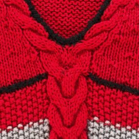Vintage Sweater Vest Adult LARGE Red Black Gray Acrylic Chunky Cable Knit 80s