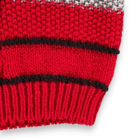 Vintage Sweater Vest Adult LARGE Red Black Gray Acrylic Chunky Cable Knit 80s