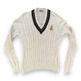 Vintage Kent Curwen Sweater Adult SMALL White Cricket Royal Marines Crest UK 80s