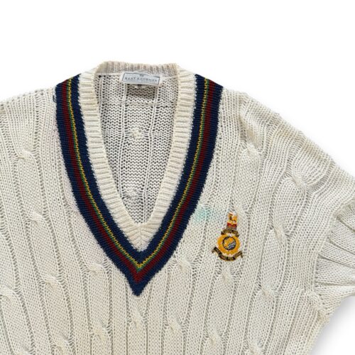 Vintage Kent Curwen Sweater Adult SMALL White Cricket Royal Marines Crest UK 80s-2 Vintage Kent Curwen Sweater Adult SMALL White Cricket Royal Marines Crest UK 80s