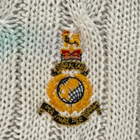 Vintage Kent Curwen Sweater Adult SMALL White Cricket Royal Marines Crest UK 80s