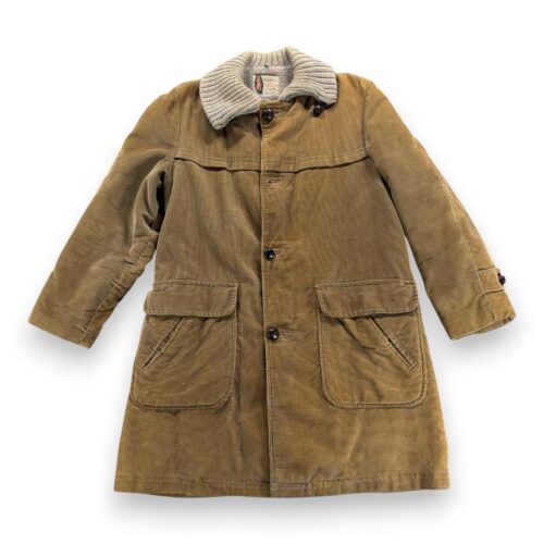 Vintage Penneys Coat Adult LARGE 40 Brown Corduroy Ribbed Collar Lined USA 50s