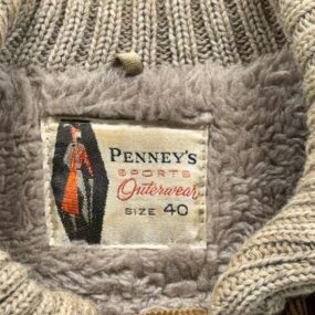 Vintage Penneys Coat Adult LARGE 40 Brown Corduroy Ribbed Collar Lined USA 50s