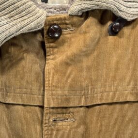 Vintage Penneys Coat Adult LARGE 40 Brown Corduroy Ribbed Collar Lined USA 50s