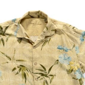 Tommy Bahama Hawaiian Shirt Adult EXTRA LARGE Brown Silk Floral Bamboo Textured