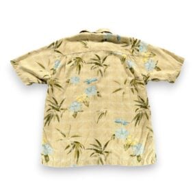 Tommy Bahama Hawaiian Shirt Adult EXTRA LARGE Brown Silk Floral Bamboo Textured