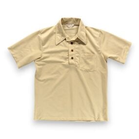 Vintage David Harrison Polo Shirt Adult SMALL Brown Disco Poly Pocket 70s
