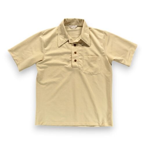 Vintage David Harrison Polo Shirt Adult SMALL Brown Disco Poly Pocket 70s