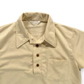 Vintage David Harrison Polo Shirt Adult SMALL Brown Disco Poly Pocket 70s