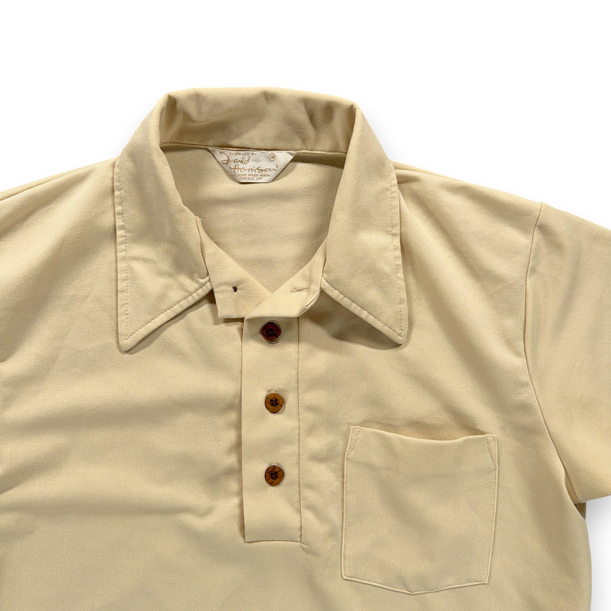 Vintage David Harrison Polo Shirt Adult SMALL Brown Disco Poly Pocket 70s-2 Vintage David Harrison Polo Shirt Adult SMALL Brown Disco Poly Pocket 70s