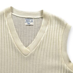 Vintage Sears Sweater Vest Adult XS White Acrylic Knit Ribbed V Neck USA 70s