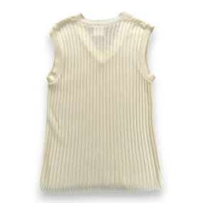 Vintage Sears Sweater Vest Adult XS White Acrylic Knit Ribbed V Neck USA 70s