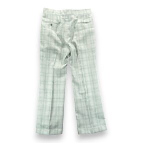 Vintage Haggar Pants Mens 34x30 White Green Plaid Talon Zipper Disco Expando 70s